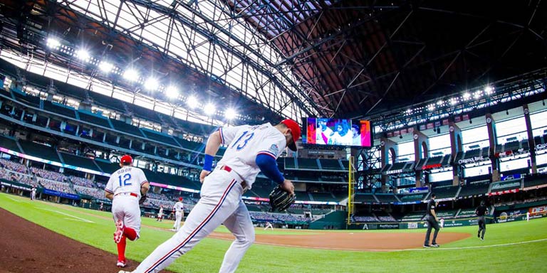 Roof and playing field of Texas Rangers Stadium