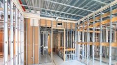 Interior construction of Deep-Dek® Composite on steel stud