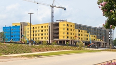 Exterior of multi-story dorm construction