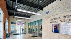 Main office entrance showing standard roof deck ceiling