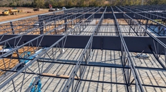 Top down view of joists on steel girders