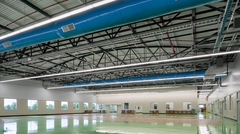 Interior showing bowstring joist girder design