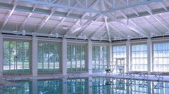 Interior of competition pool with painted Versa-Dek® Acoustical roof deck