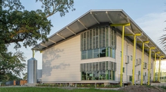 Exterior view of Childresn Museum with roof overhang