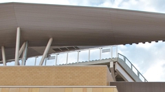 Detail of stadium light structure with painted Verda-Dek® roof deck