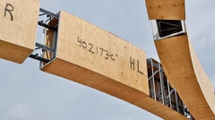 Detail of special profile joists with plywood exterior