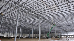 Warehouse construction with steel joists and steel girders