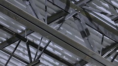 Extreme close-up of joist webbing and steel deck